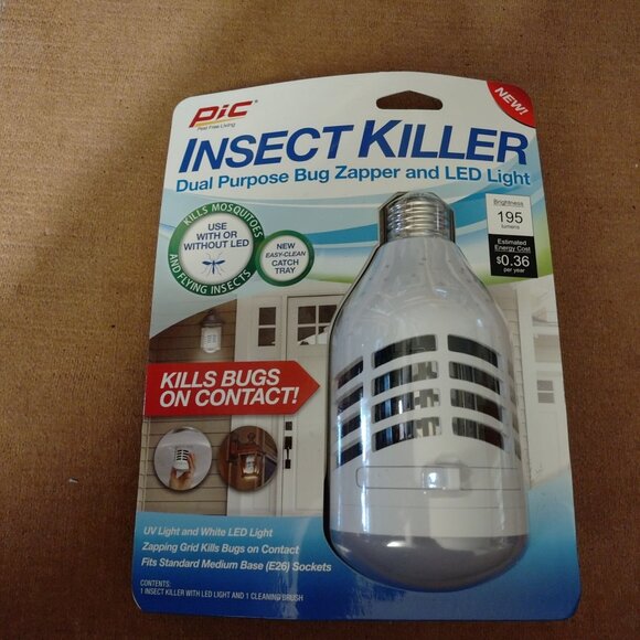 Pic Insect Killer Dual Purpose Bug Zapper & LED Light For Indoor/Outdoor Use-NEW - Picture 1 of 2